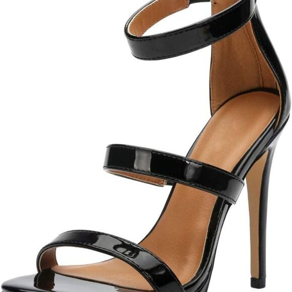 Shoes - Unisex Strappy Heels Patent PU Rubber Sole 14.5 Women/13 Men High Heel Pumps